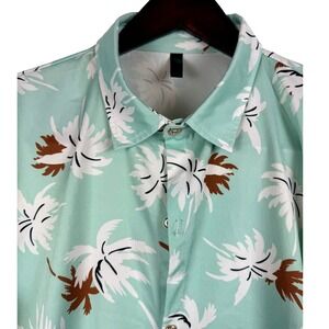 Men's XXL Yalaidun Palm Tree Print‎ Short Sleeve Button Down Shirt STAINS